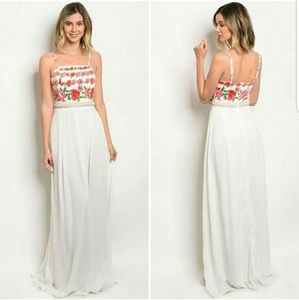 Floral Ivory Beaded Maxi Dress